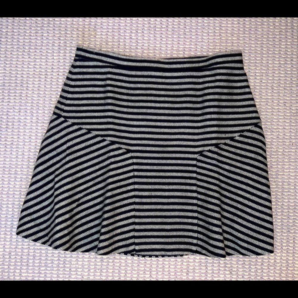 J crew factory nwt navy light gray stripped skirt. Fully lined.